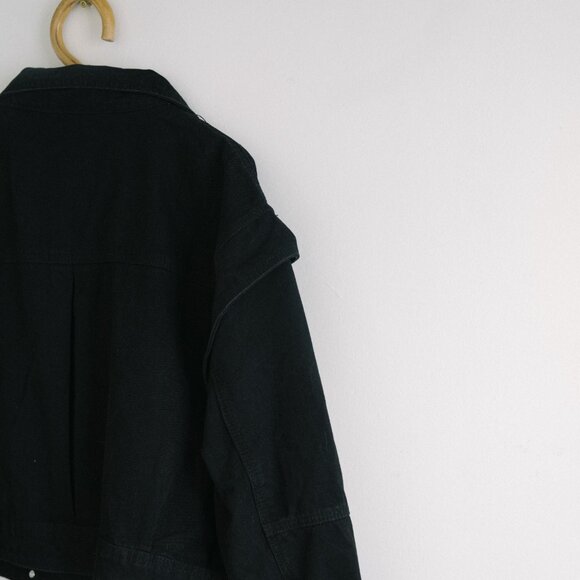 Shein Oversized Cropped Black Denim Jacket - Picture 3 of 3